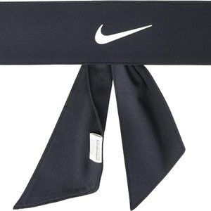 Nike Dri-Fit Black Active Sport Sporty Signature Original Tie Back Hair Headband